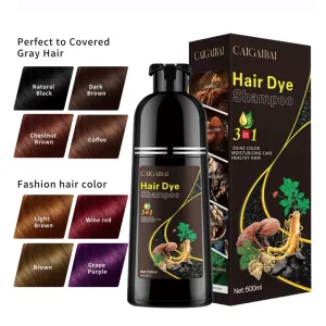 Manufacturer 500ml Professional Permanent Herbal Ginger Oil Natural Black Hair Shampoo Dye Hair Color Shampoo for Men and Women