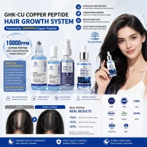 Manufacturer Blue Copper Peptide GHK-Cu AHK-Cu Hair Serum Salon Quality Scalp Health Reduce Breakage Hair Growth Serum OEM