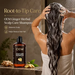 Manufacturer Custom Logo Ginger Herbal Shampoo Oil Control Anti Dandruff Hair Strengthening Shampoo OEM ODM