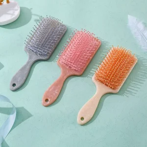 Marble Hair Brush Air Cushion Plastic Comb Soft Ball Tip Nylon Bristle Paddle Detangler Brush for Women Scalp Massage