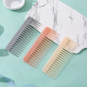Marble Patterned Wide Tooth Comb Smooth Hair Massage Dry and Wet Dual use