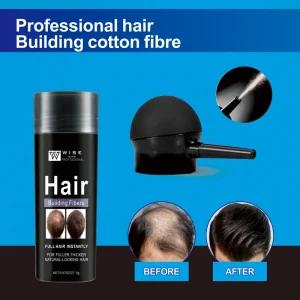 Matte Black Hair Building Fiber Powder 100% Natural Colored Cotton Strong Adhesion Not Easy Fall Quick Cover Thinning Hair