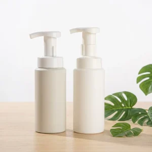 Matte Cream Color PE Foaming Bottle 150ml Press Foam Pump Plastic Container for Skincare Cleansing Product Packaging