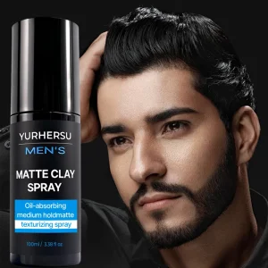 Men Hair Styling Spray Strong Hold Fixative for All Day Volume and Shape Natural Look Non Sticky Easy to Wash Formula