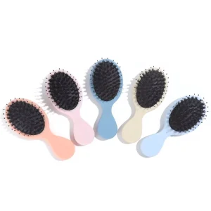 Mini Detangling Hair Brush with Plastic Paddle Boar Bristles Detangler Pocket Travel Wet Dry Small Hairbrush for Baby Toddler