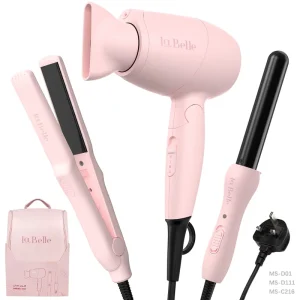 Mini Hair Dryer Straightener Curler Combo Set Multi Functional Styling Tools Portable for Travel & Daily Use