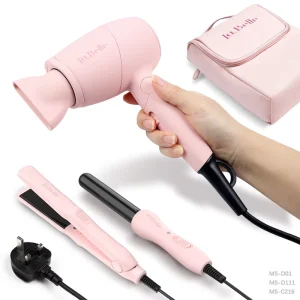 Mini Hair Styling Set Hair Dryer Straightener Curler Portable Travel Size Ceramic Home Travel Essential 3 in 1 Hair Tool Kit