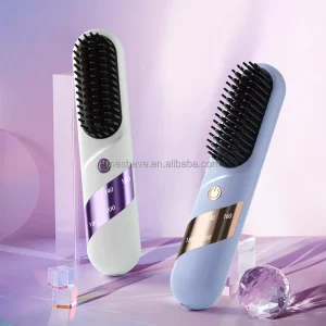 Mini Heated Hair Comb 3 Temperature Adjustable Quick Heating Wireless Hair Straightener