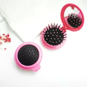 Mini Portable Travel Hairbrush Folding Hair Brush Mini Folding Hair Brush Portable Mirror Comb Set