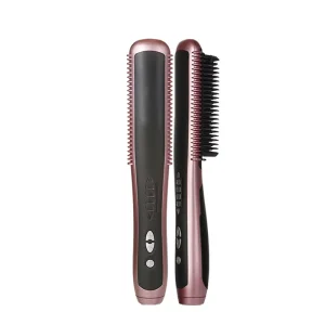 Mini Professional Hot Electric 2 in 1 Styling Tools Hair Straightening Comb Brush Straightener Curler