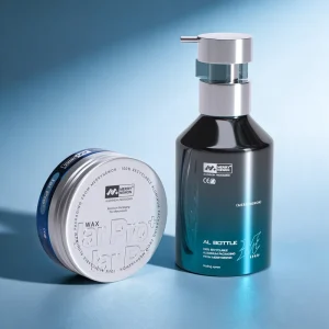 Minimalist Aluminum Cosmetic Packaging Kit Silver Pomade Jar & Continuous Spray Bottle for Modern Men’s Hair Styling Products