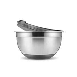 Mix kitchen food grade fruit salad serving stainless Steel color stackable mixing bowls With Silicone Base airtight grater lid