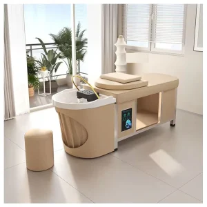 Modern Portable Hair Wash Basin Stainless Steel Salon Equipment with Lay Shampoo Bed Water Circulation Steamer for Bathroom Use
