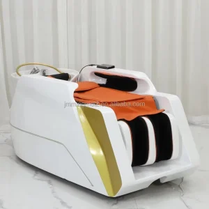 Modern Synthetic Leather Hair Salon Shampoo Bed with Water Circulation Steamer Massage Four Wheel Mechanism for Workshop Use