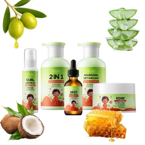 Multi Step Hair Care Set Cleansing Conditioning Oil Treatment Curl Spray Edge Control Styling Moisture System Hair Care Sets