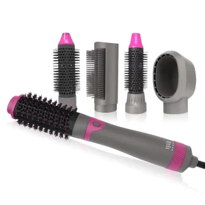 Multi function Hair Styling Tool Set Hot Air Comb 5 in 1 Set Hot Air Brush Interchangeable Rotating Hair Straightener