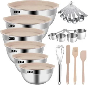 Multifunction Stock Factory Directly 304Kitchen Salad Bowls Stainless Steel Mixing Bowl Set with Colourful Lid