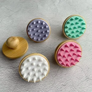 Multifunctional Bamboo Wood Shampoo Brush Household Silicone Nondisposable Massage Comb for Bath Shower Scalp Cleaning Hairbrush