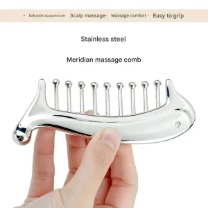Multifunctional Dolphin Shaped Stainless Steel Scalp Massager Comb 2 in 1 Hair Detangling Gua Sha Tool Head Neck Body Relaxation