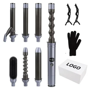 Multifunctional Hair Styling Tools 7 in 1 Interchangeable Curling Iron Ceramic Hair Curler Wand Set