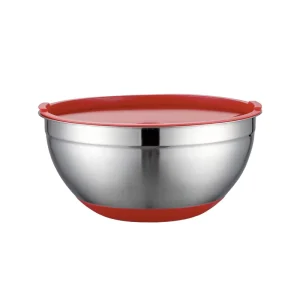 Multifunctional Stainless Steel Salad Mixing Bowl Set Stackable and Eco-Friendly Polished Technique Colored Silicone Base Cover