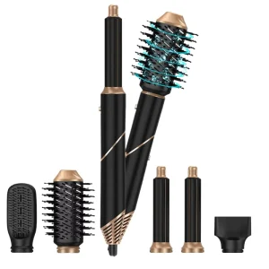Multipurpose Electric 6 in 1 Portable Hot Comb Straightener Curler Rotating Brush Dryer Hair Dryer Set