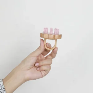 Mushang Wooden Flower Head Guasha Massager Natural Crystal Scalp Massage Tool 9 Teeth Gua Sha Comb CE Certified Gift Box