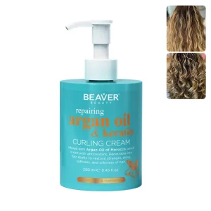 Natural Argan Oil Keratin Repairing Curl Define Styling Curly Cream 250ml