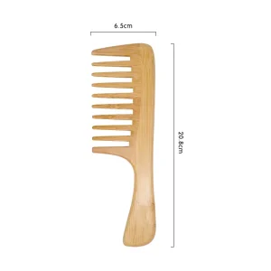 Natural Bamboo Hair Comb Wide Tooth Handmade 100%