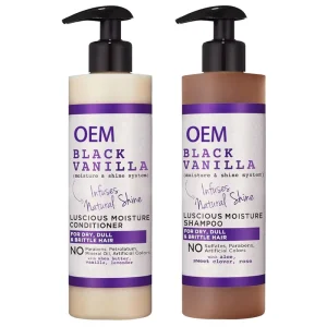 Natural Black Vanilla Shampoo Conditioner Set Curly Wavy Hair Moisturizing Dry Damaged Hair Care Vanilla Shampoo Conditioner Set