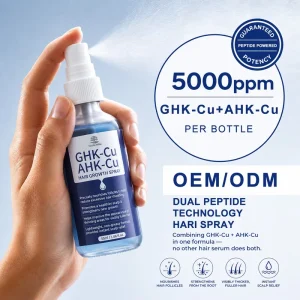 Natural GHK Cu Copper Peptide Hair Growth Serum with Biotin Herbal Scalp Repair Treatment Paraben Free Hair Care Spray OEM