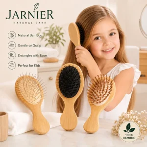 Natural Pocket Mini Bamboo Bristles Massage Cushion Detangling Brush Small Travel Hairbrush Bamboo Baby Hair Brush for Children
