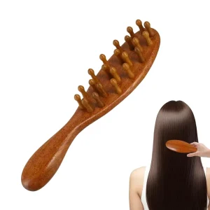 Natural Sandalwood Bristles Wooden Handle Loc Hair Brush Comb Wooden Scalp Massager Detangling