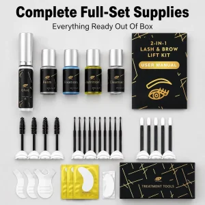 Natural Vegan Keratin Eyelash Eyebrow Lift Set Semi Permanent Cold Perm With Nourishing Keratin Extract