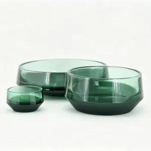 Nested Colored Glass Mixing Bowls Nordic Style Geometric Glassware Set (S/M/L)