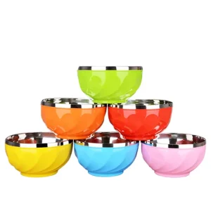 New Design 6pcs Set 13cm 15cm 17cm Color Print Stainless Steel Salad Mixing Bowl With Lid