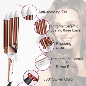 New Design Styling Salon Three Barrel Temperature Control Fast PTC Heat Hair Wave Curling Iron Curler Curly Machine