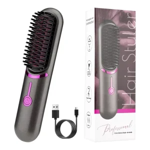 New Hair Straightener Curling Comb 2 in 1 Hair Styler Tool Rechargeable 5200mah Large Capacity Wireless Hair Straightener