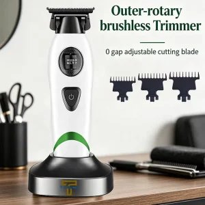 New Professional Barber Hair Trimmer Stainless Steel 0 Gap Adjustable Blade 1600mAh Outdoor Household Hotel English