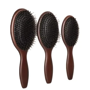 New Stock Beech Wood Massage Comb Laser Styling Hairbrush with Airbag Cushioned Nylon Teeth Boar Bristle Hair Care