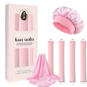 No Heat Hair Curlers Heatless Curls Overnight Hair Curler Set with Nightcap Silk Scarf for Women