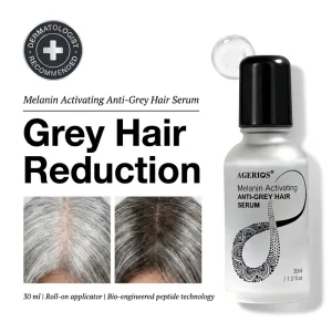 Non Dye Herbal Hyaluronic Acid White Black Hair Serum Roll On Scalp Care Liquid Palmitoyl Tetrapeptide 20 Reverse Genetic Stress