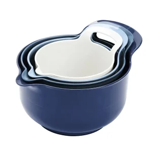 Non Slip Plastic Fancy Nesting Salad Bowl Customizable Colorful Kitchen Large Mixing Serving Bowls Set with Pour Spout