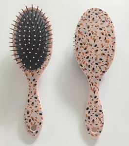 Nylon Bristle Custom Styling Airbag Massage Head Hair Brush with Heat Transfer Printing Finish