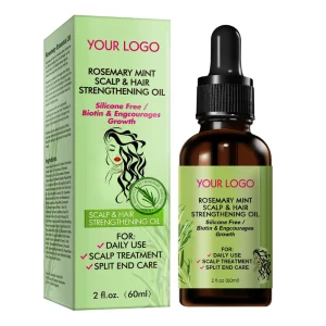 OEM 60ml Organic Pure Natural Rosemary Mint Scalp Hair Strengthening Essential Oils With Biotin Hair Nourishing Growth Hair Oil