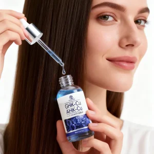 OEM Blue Copper Peptide Hair Growth Serum GHK Cu AHK Cu Biotin Hair Growth Treatment Serum for Hair Loss Scalp Nourishing