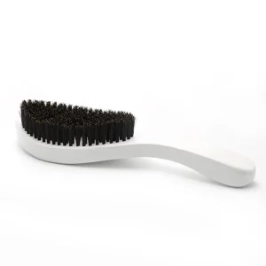 OEM Custom Logo Natural Beech Wooden Brush Boar Bristle Nylon White Color Hair Brush 360 Wave Brush for Men