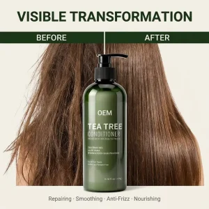 OEM Custom Tea Tree Conditioner Smoothing Anti Frizz Nourishing Formula for Dry Damaged Frizzy Hair