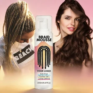 OEM ODM Braid Foam Control Braid Mousse for Braids Twist Locs Curls Waves No Flake Extra Shine Style and Moisturizes