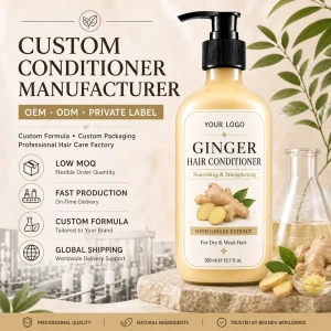 OEM ODM Custom Formula Ginger Extract Conditioner Deep Moisturizing Nourishing Repair Dry Weak Hair Care Treatment Factory